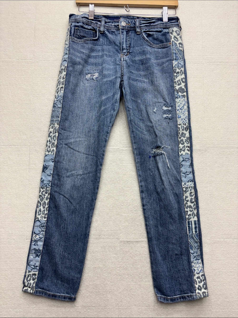 Pilcro | 26 Anthropologie Blue Denim Women's Jeans with Patchwork Side Panels